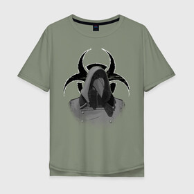 Мужская футболка хлопок Oversize с принтом Plague Doctor в Екатеринбурге, 100% хлопок | свободный крой, круглый ворот, “спинка” длиннее передней части | biohazard | plague doctor | биологическая опасность | чумной доктор