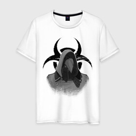 Мужская футболка хлопок с принтом Plague Doctor в Екатеринбурге, 100% хлопок | прямой крой, круглый вырез горловины, длина до линии бедер, слегка спущенное плечо. | biohazard | plague doctor | биологическая опасность | чумной доктор