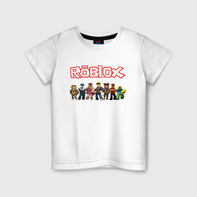 Детская футболка хлопок с принтом ROBLOX в Екатеринбурге, 100% хлопок | круглый вырез горловины, полуприлегающий силуэт, длина до линии бедер | game | gamer | logo | minecraft | roblox | simulator | игра | конструктор | лого | майнкрафт | симулятор | строительство | фигура