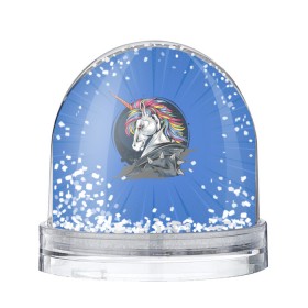 Снежный шар с принтом Единорог Rock в Екатеринбурге, Пластик | Изображение внутри шара печатается на глянцевой фотобумаге с двух сторон | rock | единорог | единорог рокер | кожанка | конь | лошадь | многоцветный | радуга | рог | рок | шипы