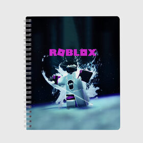 Тетрадь с принтом ROBLOX в Екатеринбурге, 100% бумага | 48 листов, плотность листов — 60 г/м2, плотность картонной обложки — 250 г/м2. Листы скреплены сбоку удобной пружинной спиралью. Уголки страниц и обложки скругленные. Цвет линий — светло-серый
 | roblox | игра | компьютерная игра | логотип | онлайн | онлайн игра | роблакс | роблокс