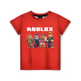 Детская футболка 3D с принтом ROBLOX в Екатеринбурге, 100% гипоаллергенный полиэфир | прямой крой, круглый вырез горловины, длина до линии бедер, чуть спущенное плечо, ткань немного тянется | roblox | игра | компьютерная игра | логотип | онлайн | онлайн игра | роблакс | роблокс