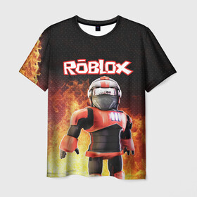 Мужская футболка 3D с принтом ROBLOX в Екатеринбурге, 100% полиэфир | прямой крой, круглый вырез горловины, длина до линии бедер | roblox | игра | компьютерная игра | логотип | онлайн | онлайн игра | роблакс | роблокс
