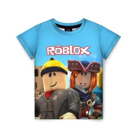 Детская футболка 3D с принтом ROBLOX в Екатеринбурге, 100% гипоаллергенный полиэфир | прямой крой, круглый вырез горловины, длина до линии бедер, чуть спущенное плечо, ткань немного тянется | roblox | игра | компьютерная игра | логотип | онлайн | онлайн игра | роблакс | роблокс