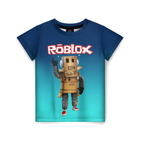Детская футболка 3D с принтом ROBLOX в Екатеринбурге, 100% гипоаллергенный полиэфир | прямой крой, круглый вырез горловины, длина до линии бедер, чуть спущенное плечо, ткань немного тянется | Тематика изображения на принте: roblox | игра | компьютерная игра | логотип | онлайн | онлайн игра | роблакс | роблокс