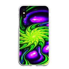 Чехол для iPhone XS Max матовый с принтом NEON&ACID в Екатеринбурге, Силикон | Область печати: задняя сторона чехла, без боковых панелей | abstract | abstraction | color | fractal | geometry | paitnt | polygon | polygonal | psy | абстракция | геометрия | краски | неоновые | полигоны | психоделика | фрактал