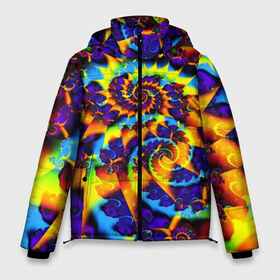 Мужская зимняя куртка 3D с принтом TIE-DYE COLOR в Екатеринбурге, верх — 100% полиэстер; подкладка — 100% полиэстер; утеплитель — 100% полиэстер | длина ниже бедра, свободный силуэт Оверсайз. Есть воротник-стойка, отстегивающийся капюшон и ветрозащитная планка. 

Боковые карманы с листочкой на кнопках и внутренний карман на молнии. | abstract | abstraction | color | fractal | geometry | paitnt | polygon | polygonal | psy | абстракция | геометрия | краски | неоновые | полигоны | психоделика | фрактал