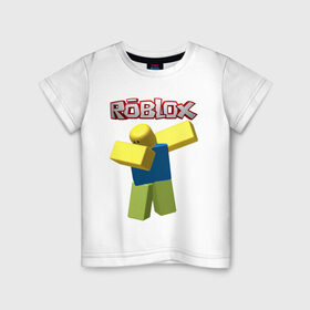 Детская футболка хлопок с принтом Roblox Dab в Екатеринбурге, 100% хлопок | круглый вырез горловины, полуприлегающий силуэт, длина до линии бедер | Тематика изображения на принте: game | game roblox | logo roblox | online game | oof roblox dabbing | roblox | roblox dab | roblox noob | игра | игра роблокс | лого роблокс | онлайн игра | онлайн игра роблокс | роблокс | роблокс даб