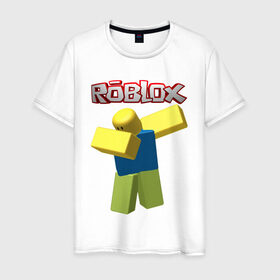 Мужская футболка хлопок с принтом Roblox Dab в Екатеринбурге, 100% хлопок | прямой крой, круглый вырез горловины, длина до линии бедер, слегка спущенное плечо. | game | game roblox | logo roblox | online game | oof roblox dabbing | roblox | roblox dab | roblox noob | игра | игра роблокс | лого роблокс | онлайн игра | онлайн игра роблокс | роблокс | роблокс даб