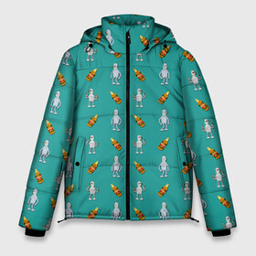 Мужская зимняя куртка 3D с принтом Futurama bender в Екатеринбурге, верх — 100% полиэстер; подкладка — 100% полиэстер; утеплитель — 100% полиэстер | длина ниже бедра, свободный силуэт Оверсайз. Есть воротник-стойка, отстегивающийся капюшон и ветрозащитная планка. 

Боковые карманы с листочкой на кнопках и внутренний карман на молнии. | beer | bender | бендер | футурама
