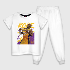 Детская пижама хлопок с принтом Kobe - Lakers в Екатеринбурге, 100% хлопок |  брюки и футболка прямого кроя, без карманов, на брюках мягкая резинка на поясе и по низу штанин
 | basketball | black | bryant | game | james | kobe | kobebryant | lakers | lebron | los angeles | mamba | nba | rip | slam dunk | баскетбол | баскетболист | брайант | браянт | джеймс | игрок | коби | леброн | лейкерс | лос анджеле