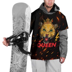 Накидка на куртку 3D с принтом the Queen в Екатеринбурге, 100% полиэстер |  | Тематика изображения на принте: queen | большая кошка | королева | корона | кошка | леопард | львица | молния