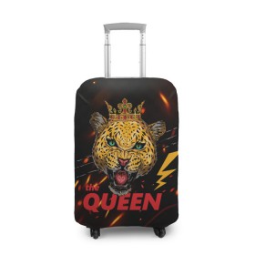 Чехол для чемодана 3D с принтом the Queen в Екатеринбурге, 86% полиэфир, 14% спандекс | двустороннее нанесение принта, прорези для ручек и колес | queen | большая кошка | королева | корона | кошка | леопард | львица | молния