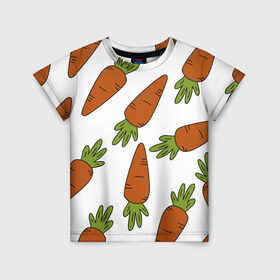 Детская футболка 3D с принтом Морковь в Екатеринбурге, 100% гипоаллергенный полиэфир | прямой крой, круглый вырез горловины, длина до линии бедер, чуть спущенное плечо, ткань немного тянется | 
