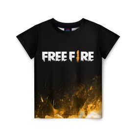 Детская футболка 3D с принтом Free Fire в Екатеринбурге, 100% гипоаллергенный полиэфир | прямой крой, круглый вырез горловины, длина до линии бедер, чуть спущенное плечо, ткань немного тянется | Тематика изображения на принте: 