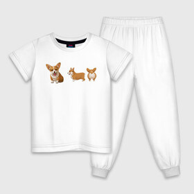 Детская пижама хлопок с принтом Корги. в Екатеринбурге, 100% хлопок |  брюки и футболка прямого кроя, без карманов, на брюках мягкая резинка на поясе и по низу штанин
 | dogs | style | животные | корги | милые собаки | мимимишность | минимализм | модные | подарок | прикольные картинки | пушистая собака | собака | собаки | стиль | щенки