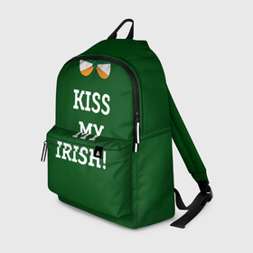 Рюкзак 3D с принтом Kiss my Irish в Екатеринбурге, 100% полиэстер | лямки с регулируемой длиной, сверху петелька, чтобы рюкзак можно было повесить на вешалку. Основное отделение закрывается на молнию, как и внешний карман. Внутри два дополнительных кармана, один из которых закрывается на молнию. По бокам два дополнительных кармашка | британия | день святого патрика | золото | ирландия