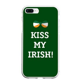 Чехол для iPhone 7Plus/8 Plus матовый с принтом Kiss my Irish в Екатеринбурге, Силикон | Область печати: задняя сторона чехла, без боковых панелей | Тематика изображения на принте: британия | день святого патрика | золото | ирландия
