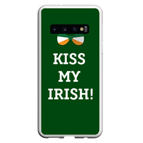 Чехол для Samsung Galaxy S10 с принтом Kiss my Irish в Екатеринбурге, Силикон | Область печати: задняя сторона чехла, без боковых панелей | Тематика изображения на принте: британия | день святого патрика | золото | ирландия