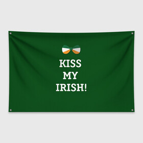 Флаг-баннер с принтом Kiss my Irish в Екатеринбурге, 100% полиэстер | размер 67 х 109 см, плотность ткани — 95 г/м2; по краям флага есть четыре люверса для крепления | британия | день святого патрика | золото | ирландия