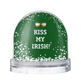 Снежный шар с принтом Kiss my Irish в Екатеринбурге, Пластик | Изображение внутри шара печатается на глянцевой фотобумаге с двух сторон | британия | день святого патрика | золото | ирландия