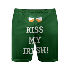 Мужские шорты спортивные с принтом Kiss my Irish в Екатеринбурге,  |  | британия | день святого патрика | золото | ирландия