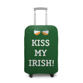 Чехол для чемодана 3D с принтом Kiss my Irish в Екатеринбурге, 86% полиэфир, 14% спандекс | двустороннее нанесение принта, прорези для ручек и колес | британия | день святого патрика | золото | ирландия