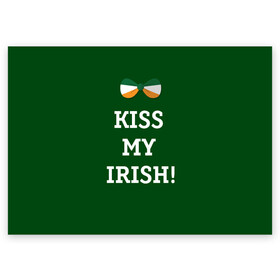 Поздравительная открытка с принтом Kiss my Irish в Екатеринбурге, 100% бумага | плотность бумаги 280 г/м2, матовая, на обратной стороне линовка и место для марки
 | британия | день святого патрика | золото | ирландия