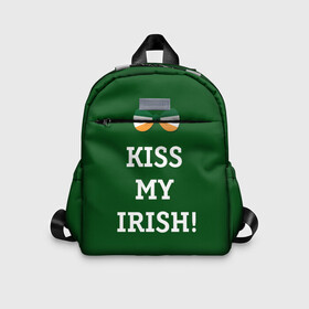 Детский рюкзак 3D с принтом Kiss my Irish в Екатеринбурге, 100% полиэстер | лямки с регулируемой длиной, сверху петелька, чтобы рюкзак можно было повесить на вешалку. Основное отделение закрывается на молнию, как и внешний карман. Внутри дополнительный карман. По бокам два дополнительных кармашка | британия | день святого патрика | золото | ирландия