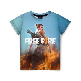 Детская футболка 3D с принтом free fire в Екатеринбурге, 100% гипоаллергенный полиэфир | прямой крой, круглый вырез горловины, длина до линии бедер, чуть спущенное плечо, ткань немного тянется | free fire | freefire | игра free fire | игра фрифаер | фри файр | фрифаер