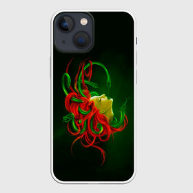 Чехол для iPhone 13 mini с принтом Медуза Горгона в Екатеринбурге,  |  | Тематика изображения на принте: art | green | monster | арт | боги | волосы | герой | горгона | девушка | злодей | змея | медуза | миф | мифическая | мифология | монстр | персонаж | прикольная | сказка | фантастика | фэнтези