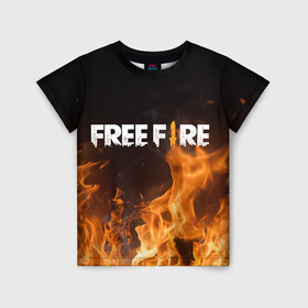 Детская футболка 3D с принтом FREE FIRE в Екатеринбурге, 100% гипоаллергенный полиэфир | прямой крой, круглый вырез горловины, длина до линии бедер, чуть спущенное плечо, ткань немного тянется | free fire | freefire | игра free fire | игра фрифаер | фри файр | фрифаер
