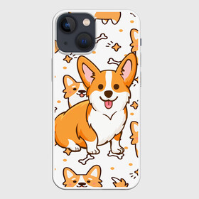 Чехол для iPhone 13 mini с принтом Корги в Екатеринбурге,  |  | dog. корги | dogs | весёлые собачки | милые собачки | прикольные собачки | собаки | собачки