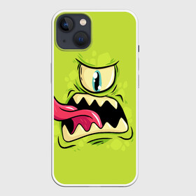 Чехол для iPhone 13 с принтом Монстрик Циклопик в Екатеринбурге,  |  | bite | for kid | kids | monster | monstr | детский | для девочки | для девушки | для детей | для парня | кусает | кусь | милый | монстр | монстрик | монстрики | монстры | не страшный | страшный | удивлённый | циклоп