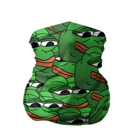 Бандана-труба 3D с принтом Pepe The Frog в Екатеринбурге, 100% полиэстер, ткань с особыми свойствами — Activecool | плотность 150‒180 г/м2; хорошо тянется, но сохраняет форму | Тематика изображения на принте: frog | meme | memes | pepe | pepe the frog | грустная жабка | лягушка | лягушонок пепе | мем | мемы