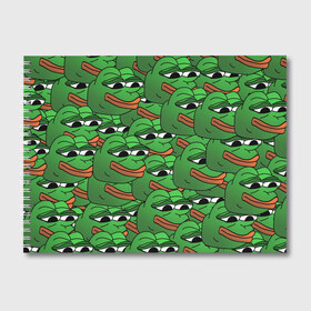 Альбом для рисования с принтом Pepe The Frog в Екатеринбурге, 100% бумага
 | матовая бумага, плотность 200 мг. | Тематика изображения на принте: frog | meme | memes | pepe | pepe the frog | грустная жабка | лягушка | лягушонок пепе | мем | мемы