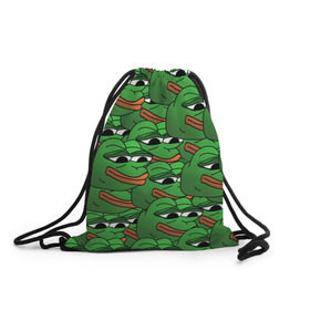 Рюкзак-мешок 3D с принтом Pepe The Frog в Екатеринбурге, 100% полиэстер | плотность ткани — 200 г/м2, размер — 35 х 45 см; лямки — толстые шнурки, застежка на шнуровке, без карманов и подкладки | frog | meme | memes | pepe | pepe the frog | грустная жабка | лягушка | лягушонок пепе | мем | мемы