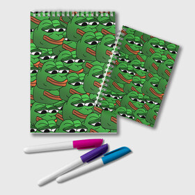 Блокнот с принтом Pepe The Frog в Екатеринбурге, 100% бумага | 48 листов, плотность листов — 60 г/м2, плотность картонной обложки — 250 г/м2. Листы скреплены удобной пружинной спиралью. Цвет линий — светло-серый
 | Тематика изображения на принте: frog | meme | memes | pepe | pepe the frog | грустная жабка | лягушка | лягушонок пепе | мем | мемы