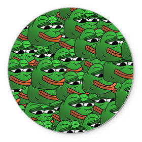 Коврик для мышки круглый с принтом Pepe The Frog в Екатеринбурге, резина и полиэстер | круглая форма, изображение наносится на всю лицевую часть | Тематика изображения на принте: frog | meme | memes | pepe | pepe the frog | грустная жабка | лягушка | лягушонок пепе | мем | мемы