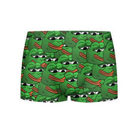 Мужские трусы 3D с принтом Pepe The Frog в Екатеринбурге, 50% хлопок, 50% полиэстер | классическая посадка, на поясе мягкая тканевая резинка | frog | meme | memes | pepe | pepe the frog | грустная жабка | лягушка | лягушонок пепе | мем | мемы