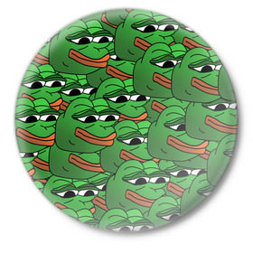 Значок с принтом Pepe The Frog в Екатеринбурге,  металл | круглая форма, металлическая застежка в виде булавки | Тематика изображения на принте: frog | meme | memes | pepe | pepe the frog | грустная жабка | лягушка | лягушонок пепе | мем | мемы