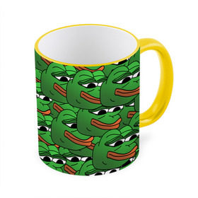 Кружка с полной запечаткой с принтом Pepe The Frog в Екатеринбурге, керамика | ёмкость 330 мл | Тематика изображения на принте: frog | meme | memes | pepe | pepe the frog | грустная жабка | лягушка | лягушонок пепе | мем | мемы