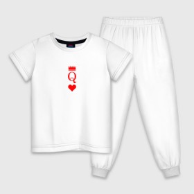 Детская пижама хлопок с принтом Королева (парная) в Екатеринбурге, 100% хлопок |  брюки и футболка прямого кроя, без карманов, на брюках мягкая резинка на поясе и по низу штанин
 | 8 марта | день святого валентина | для парня и девушки | карты | королева | парная футболка