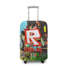 Чехол для чемодана 3D с принтом ROBLOX в Екатеринбурге, 86% полиэфир, 14% спандекс | двустороннее нанесение принта, прорези для ручек и колес | game | gamer | logo | roblox | игры | логотип | роблокс