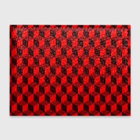 Обложка для студенческого билета с принтом Кубики в Екатеринбурге, натуральная кожа | Размер: 11*8 см; Печать на всей внешней стороне | Тематика изображения на принте: геометрия | квадратики | квадраты | красная майка | красная футболка | красные квадраты | красные кубики | красные трусы | красные шорты | красный р | красный топ | красный чехол