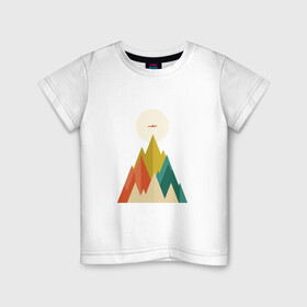 Детская футболка хлопок с принтом Путешественник в Екатеринбурге, 100% хлопок | круглый вырез горловины, полуприлегающий силуэт, длина до линии бедер | геометрия | горы | графика | дизайн | красиво | самолет | солнце | треугольник