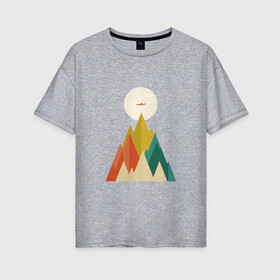 Женская футболка хлопок Oversize с принтом Путешественник в Екатеринбурге, 100% хлопок | свободный крой, круглый ворот, спущенный рукав, длина до линии бедер
 | геометрия | горы | графика | дизайн | красиво | самолет | солнце | треугольник