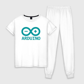 Женская пижама хлопок с принтом Arduino в Екатеринбурге, 100% хлопок | брюки и футболка прямого кроя, без карманов, на брюках мягкая резинка на поясе и по низу штанин | arduino | board | code | ide | ардуино | код | коды | плата | платы | программирование