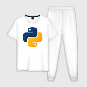 Мужская пижама хлопок с принтом Python в Екатеринбурге, 100% хлопок | брюки и футболка прямого кроя, без карманов, на брюках мягкая резинка на поясе и по низу штанин
 | code | codes | pyhton | код | коды | питон | программирование | язык программирования