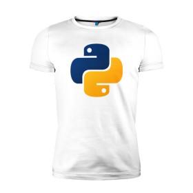 Мужская футболка премиум с принтом Python в Екатеринбурге, 92% хлопок, 8% лайкра | приталенный силуэт, круглый вырез ворота, длина до линии бедра, короткий рукав | code | codes | pyhton | код | коды | питон | программирование | язык программирования